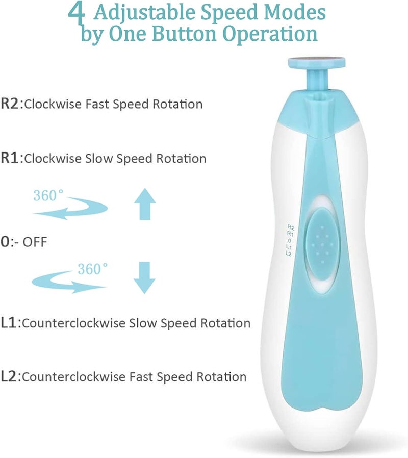 OUREPOCA Baby Nail File Clippers Electric: Baby Nail Trimmer Electric Kit Fingernails Toes Care Manicure 6-in-1 Set with LED Light Safe for Newborn Kids and Adult - Image 3